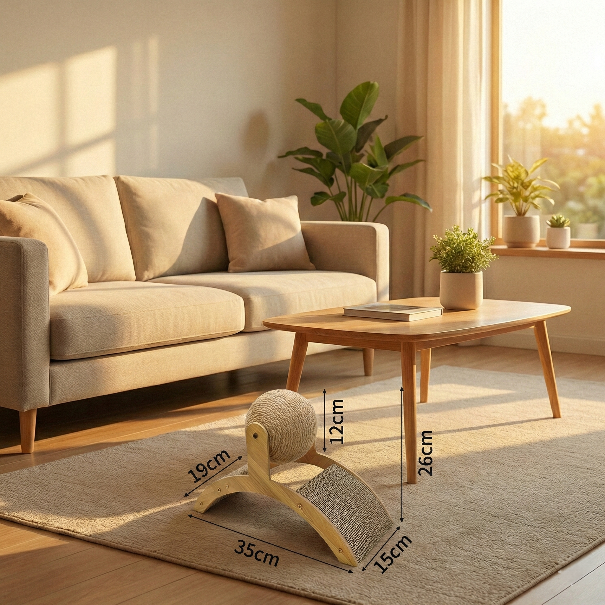 Balle Griffoir Rotative HammiePets - Jouet Interactif en Sisal et Bois Massif - Protection Canapé