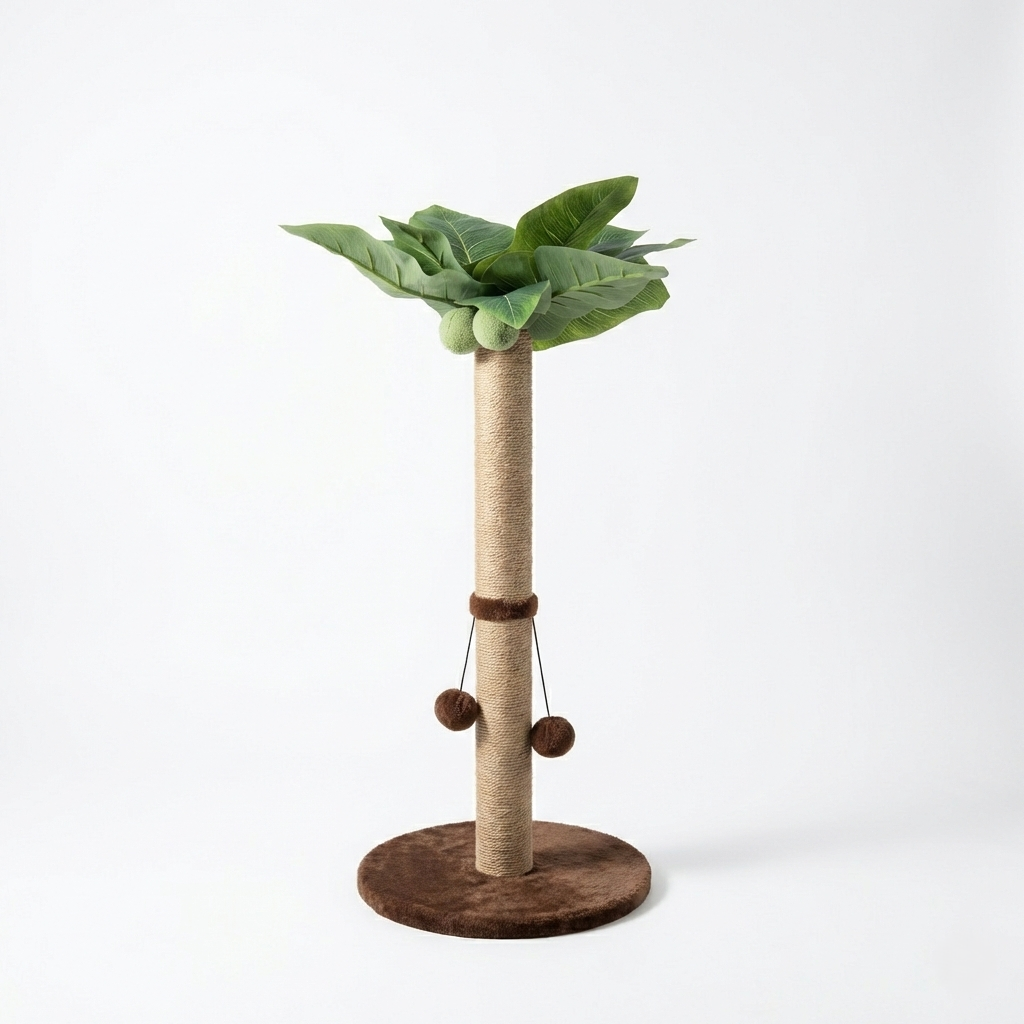 Arbre à Chat Palmier Tropico HammiePets - 70cm - Griffoir en Sisal Naturel avec Jouets Suspendus