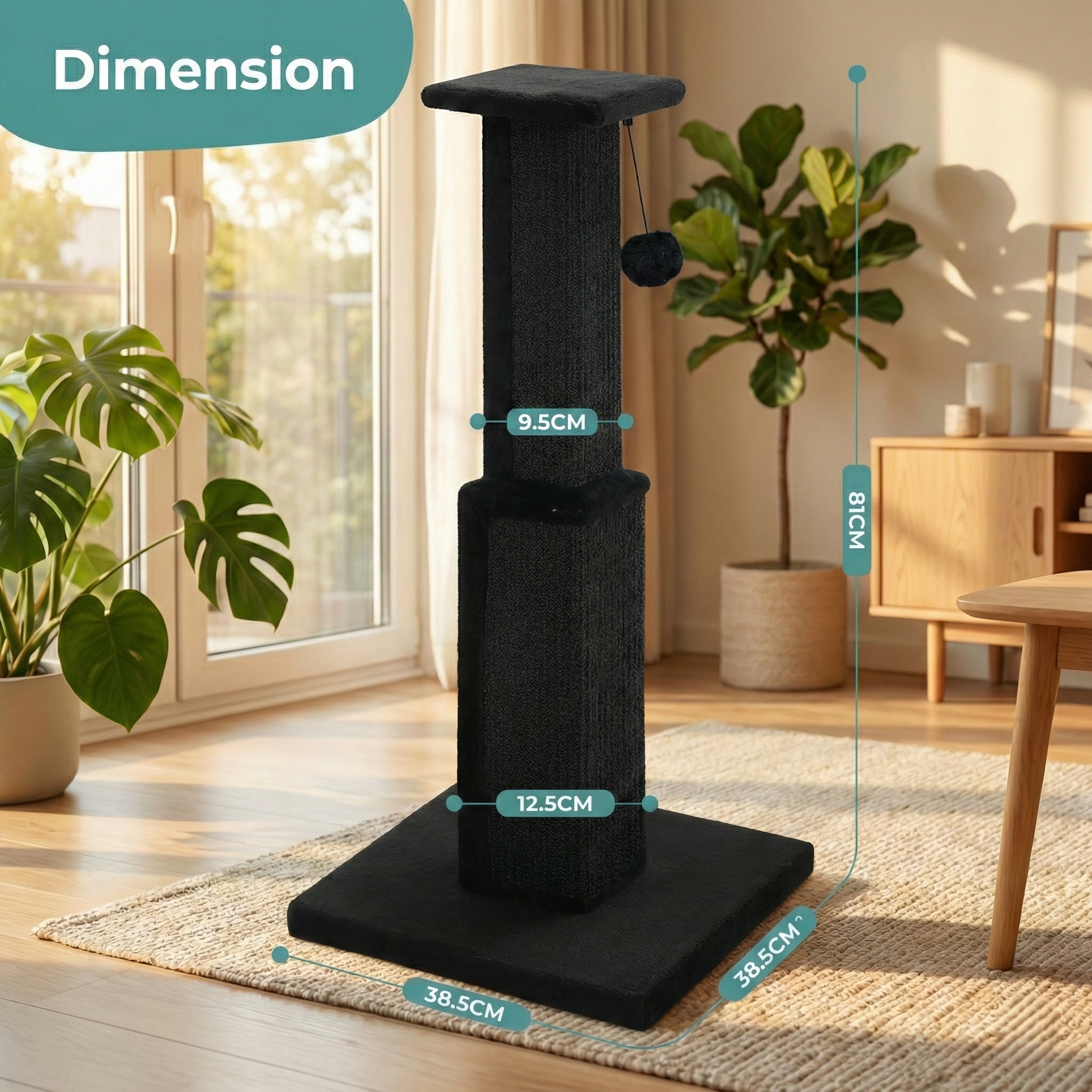 Griffoir Cactus Arizona HammiePets - 81cm - Poteau à Griffer en Sisal Naturel et Bois