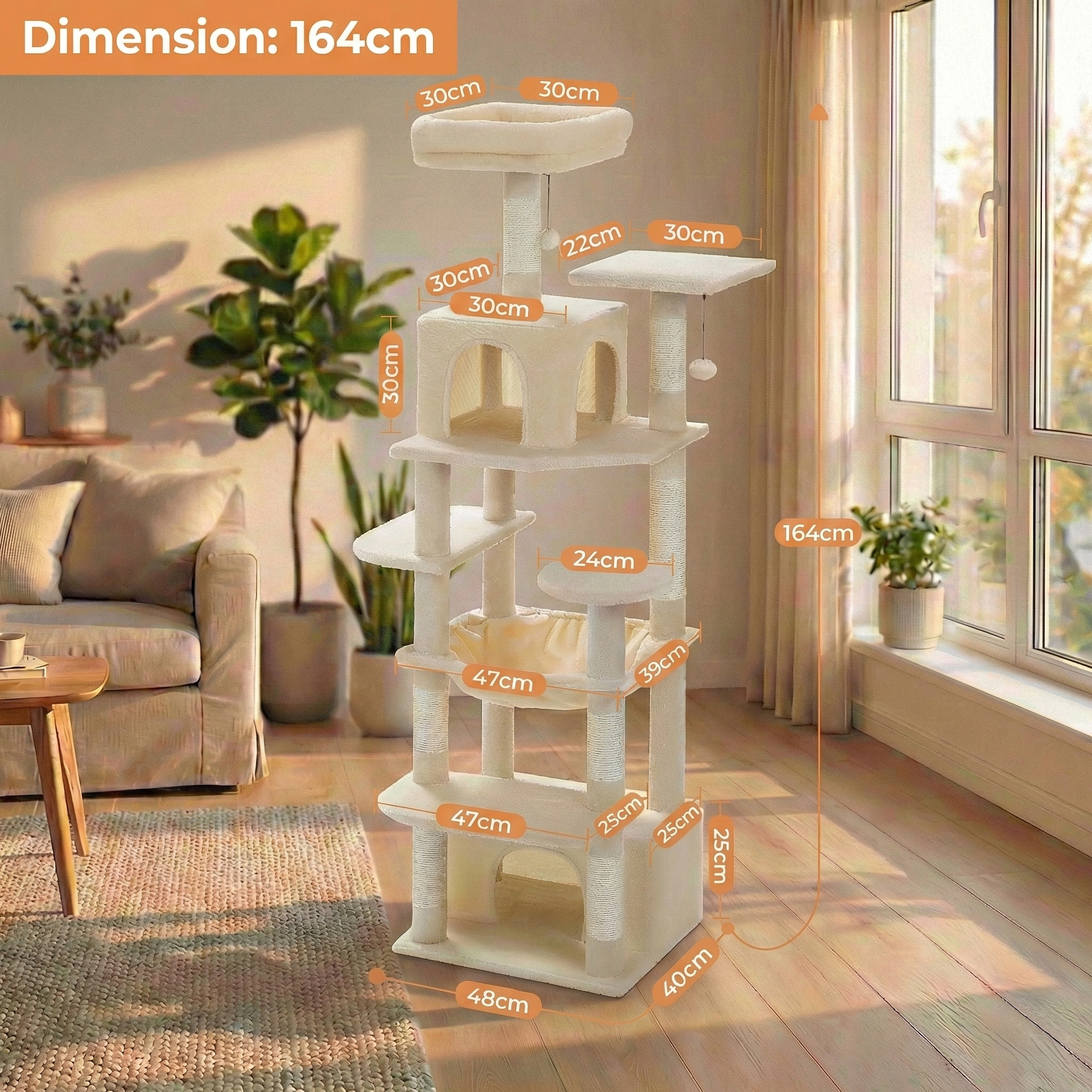 Arbre à Chat Géant SkyPalace HammiePets - Spécial Maine Coon & Multi-Chats - Hauteur 136 à 184cm