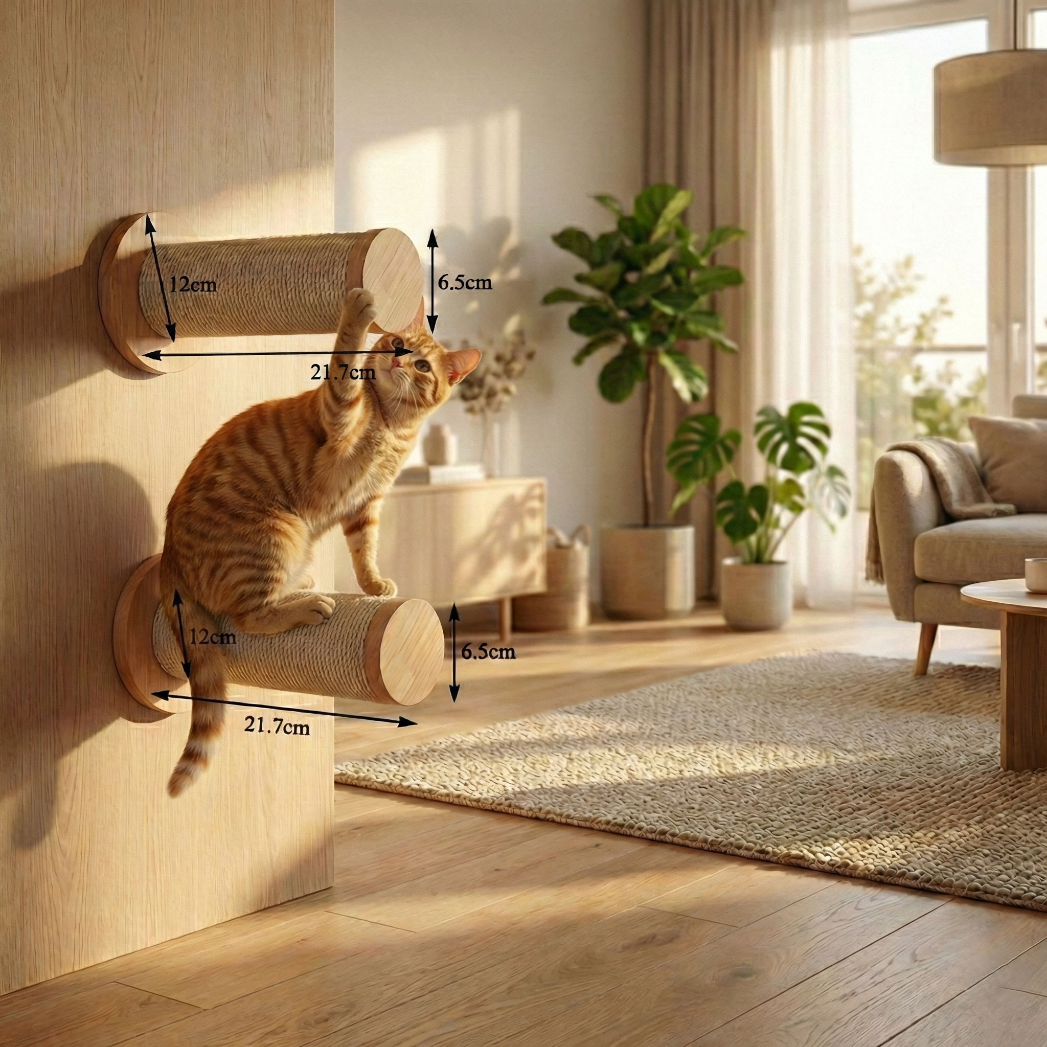 Parcours Mural SkyWalk HammiePets - Arbre à Chat Mural en Bois de Pin Massif - Modulable & Gain de Place