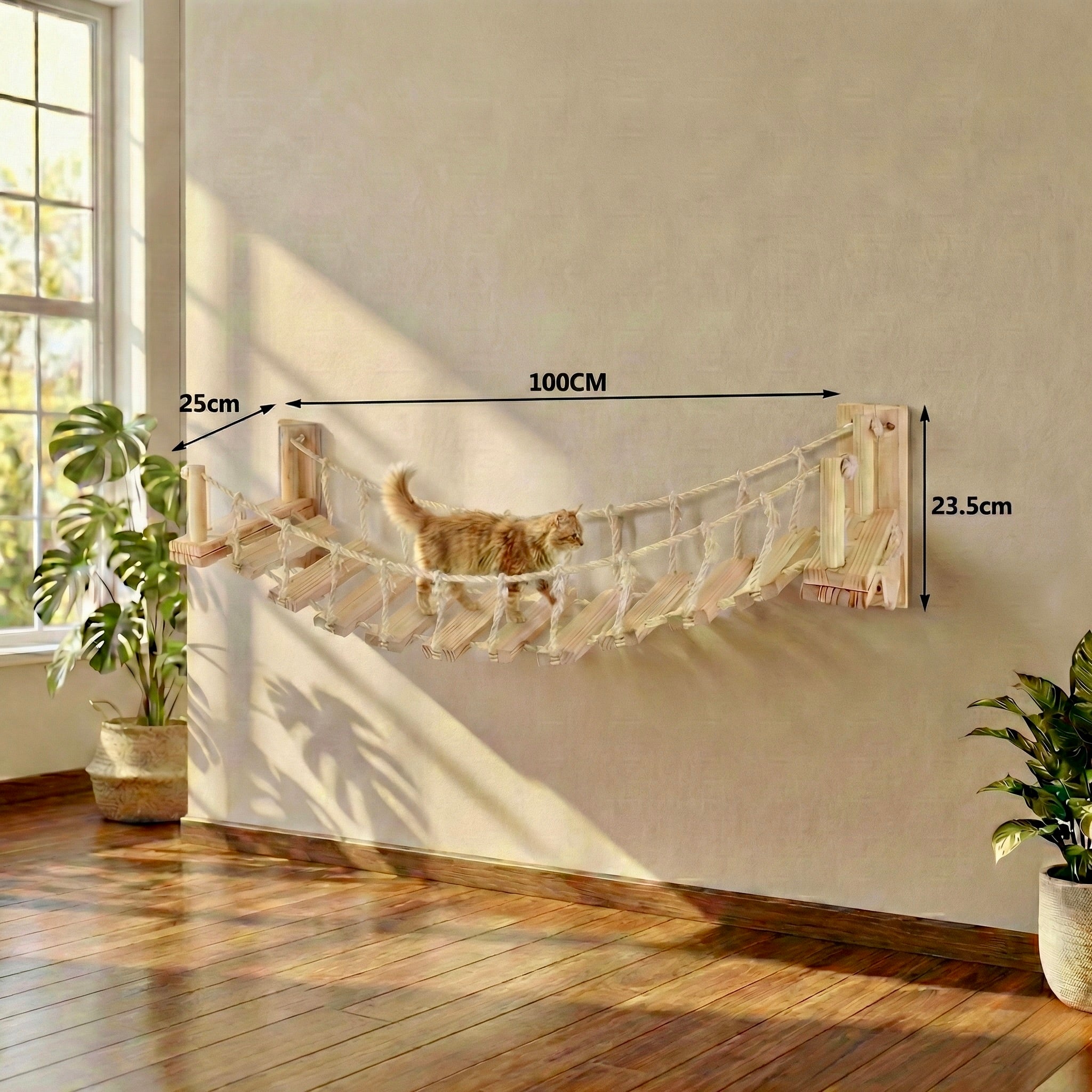 Parcours Mural SkyWalk HammiePets - Arbre à Chat Mural en Bois de Pin Massif - Modulable & Gain de Place