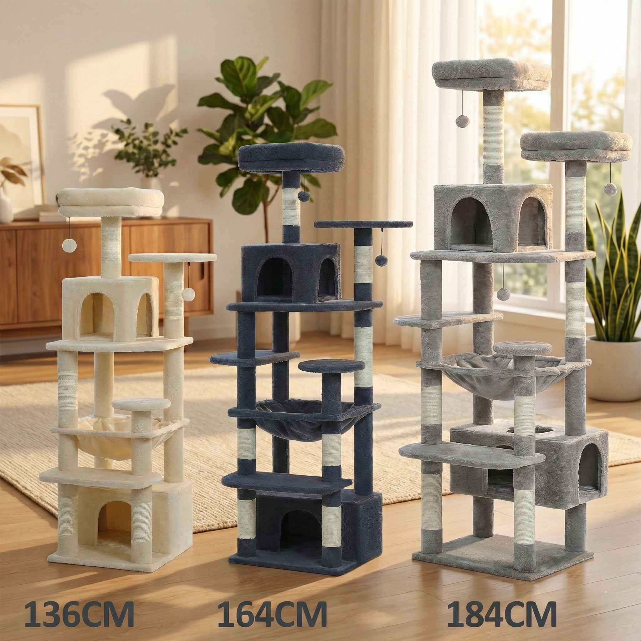 Arbre à Chat Géant SkyPalace HammiePets - Spécial Maine Coon & Multi-Chats - Hauteur 136 à 184cm