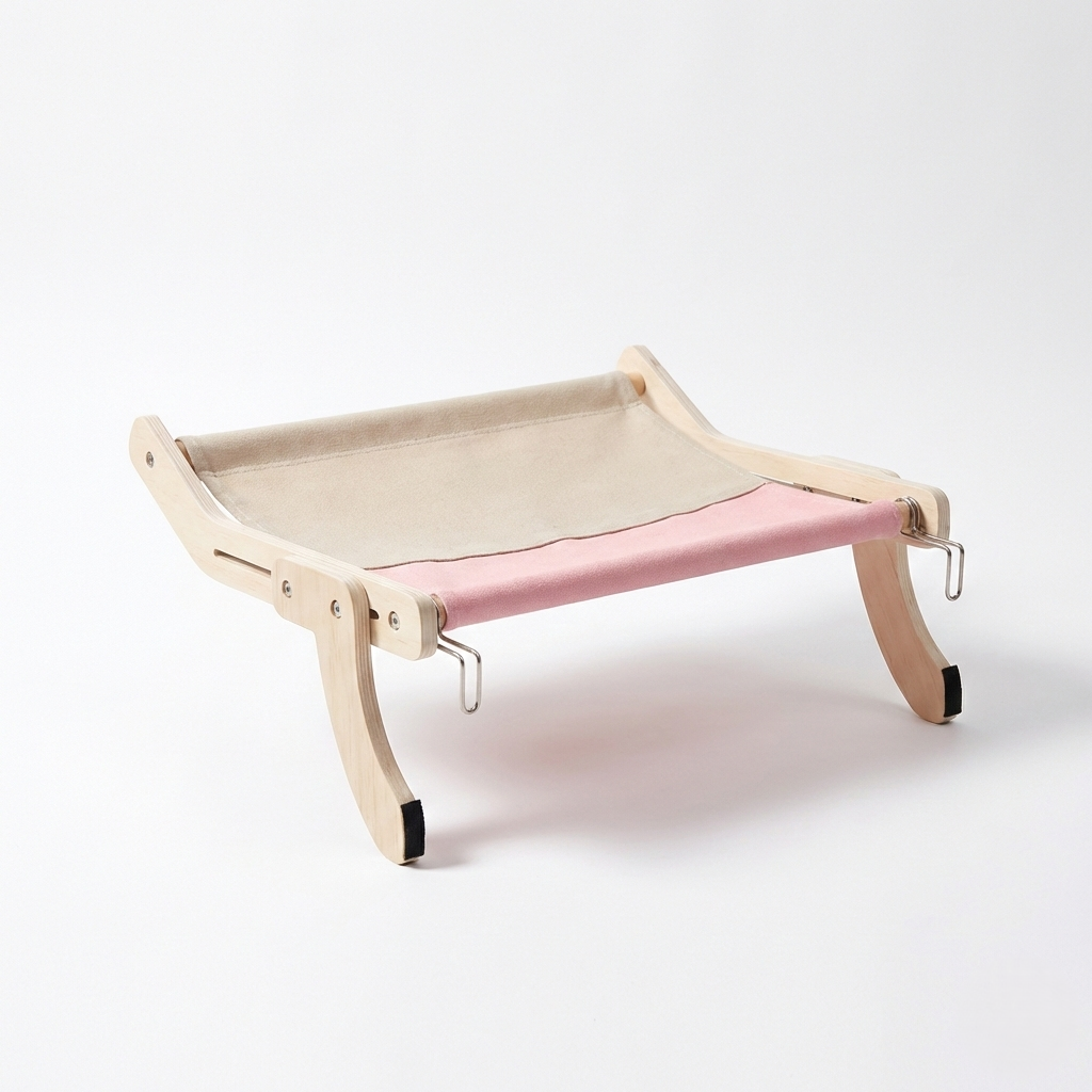 Hamac de Fenêtre Trône Panoramique HammiePets - Supporte 20kg - Lit Suspendu sans Perçage - Bois & Canvas