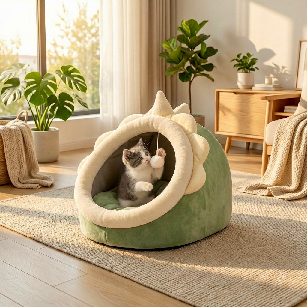 Lit Grotte Little Bear HammiePets - Panier Auto-Chauffant & Apaisant pour Chat - S/M/L