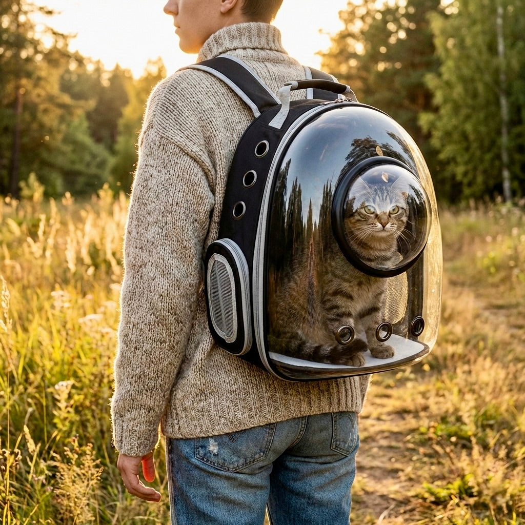 Sac à Dos de Transport Chat Astronaute HammiePets - Coque Rigide Ventilée - Jusqu'à 6.5kg