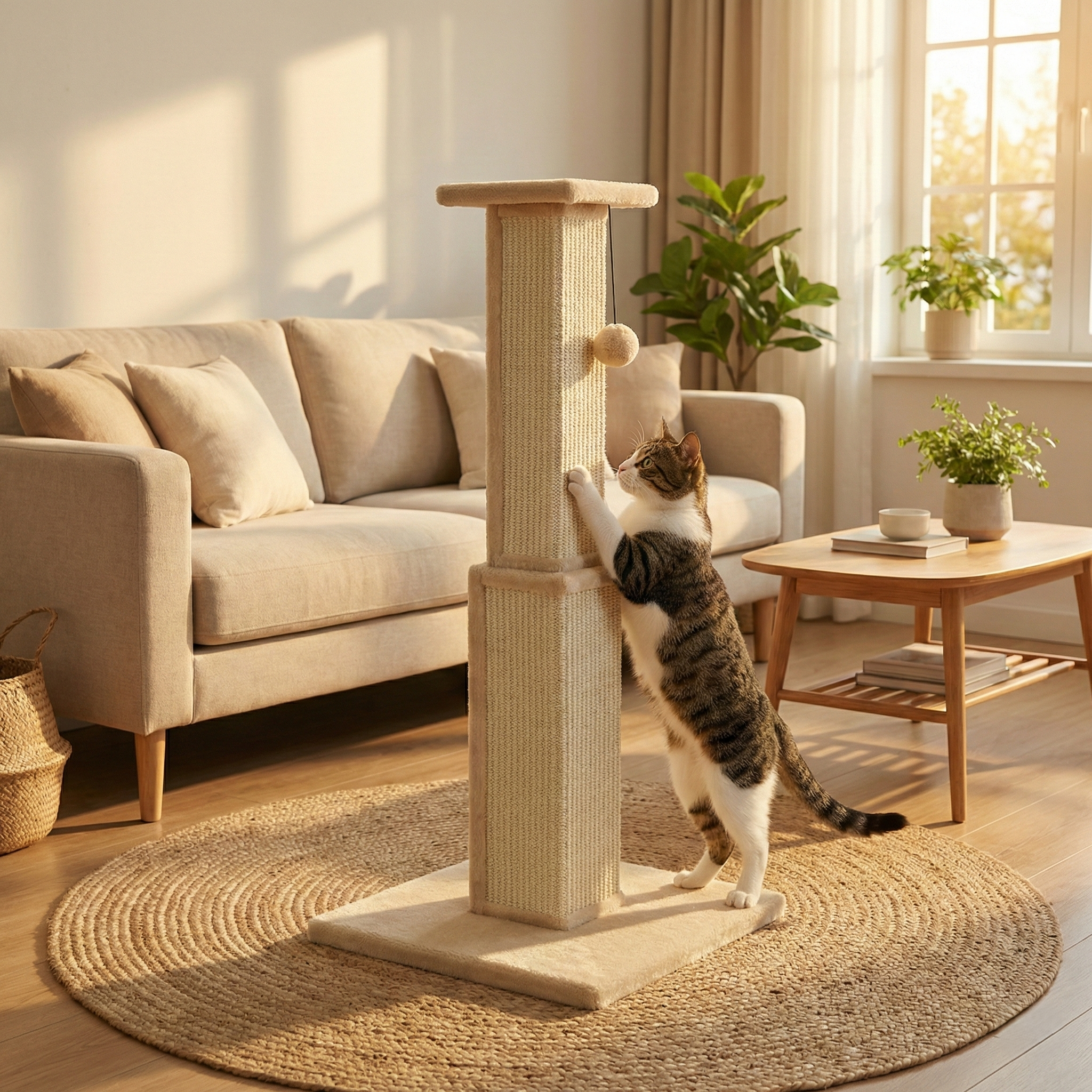 Griffoir Cactus Arizona HammiePets - 81cm - Poteau à Griffer en Sisal Naturel et Bois