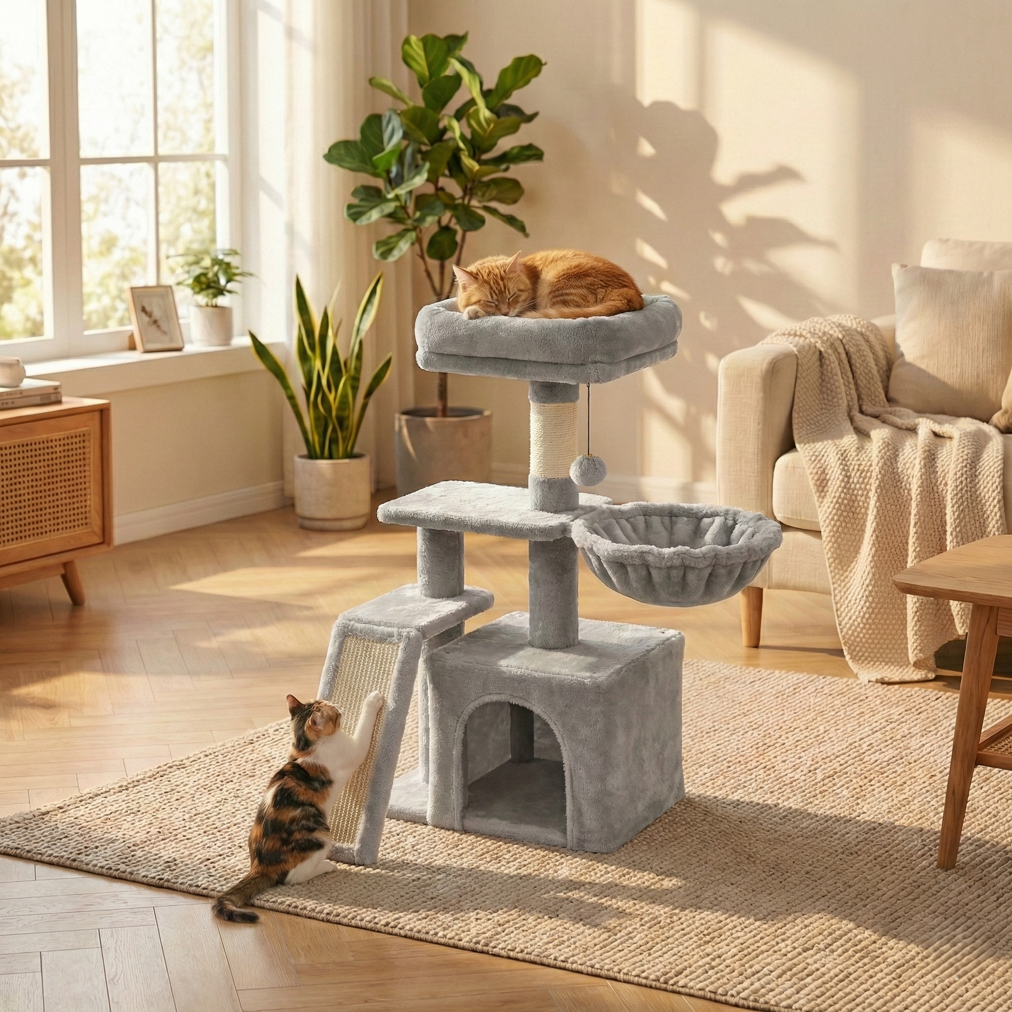 Arbre à Chat Modulable Flexi-Tower HammiePets - Base Pivotante 180° - Design Compact Appartement