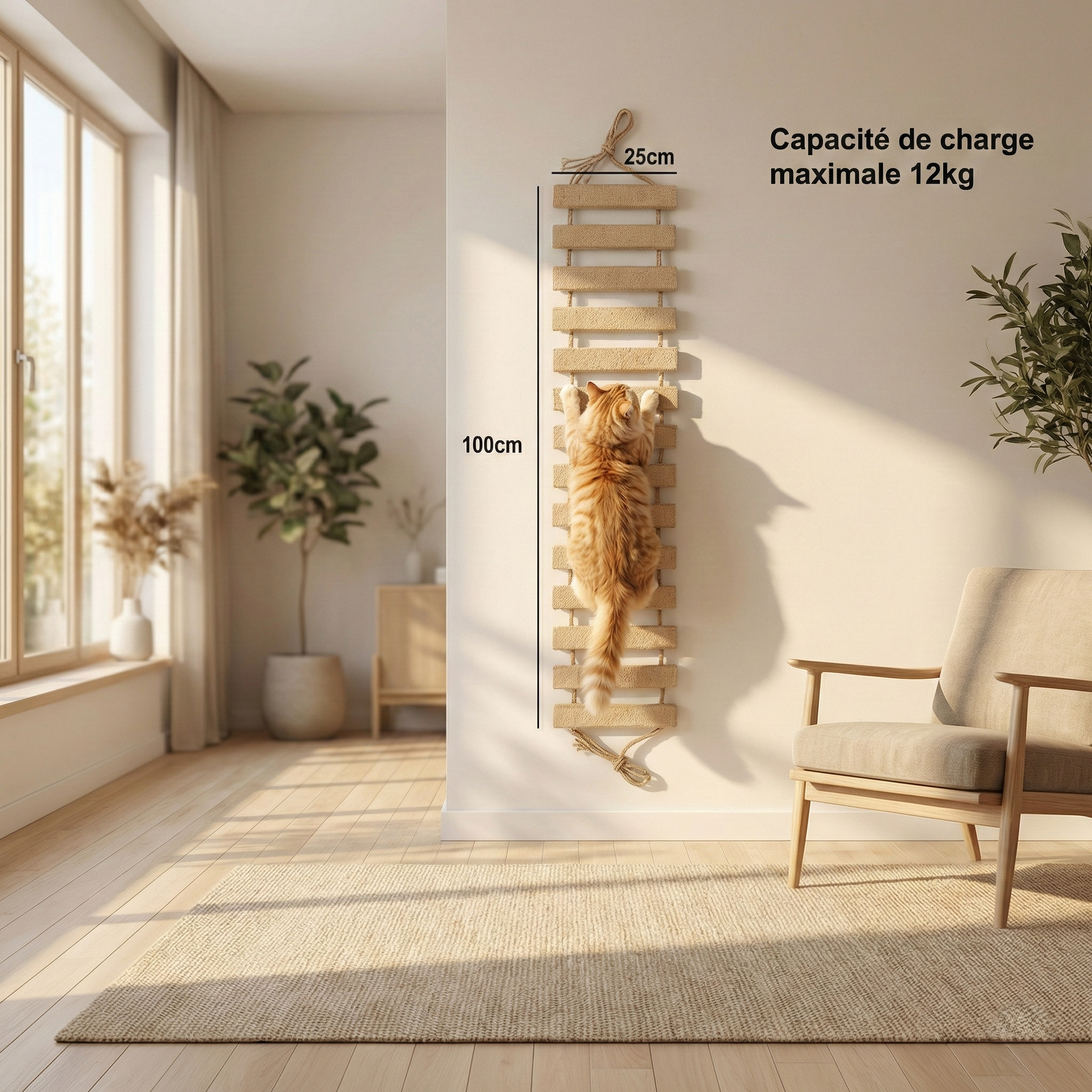 Parcours Mural pour Chat SkyWalk HammiePets - Arbre à Chat Mural en Bois de Pin Massif - Modulable & Gain de Place