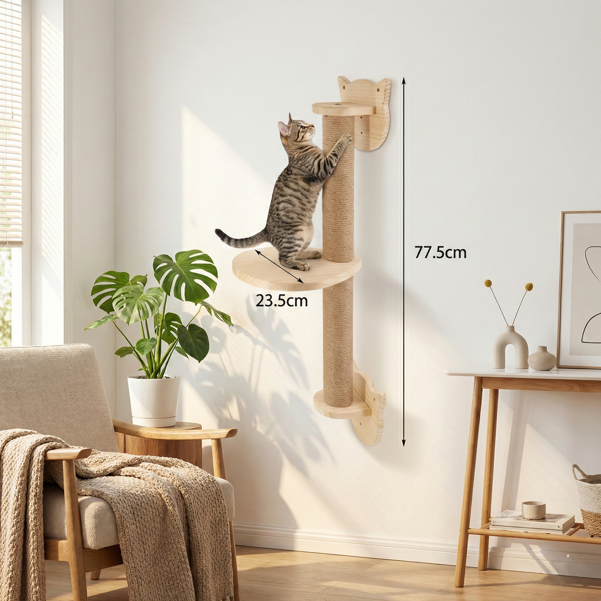 Parcours Mural pour Chat SkyWalk HammiePets - Arbre à Chat Mural en Bois de Pin Massif - Modulable & Gain de Place