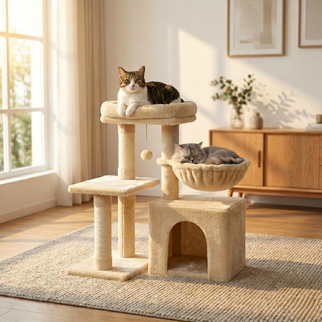 Arbre à Chat Modulable Flexi-Tower HammiePets - Base Pivotante 180° - Design Compact Appartement