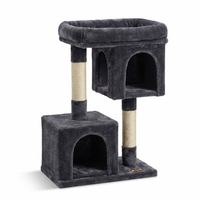 Arbre à chat compact HammiePets avec double niche déhoussable et plateforme en bois, 84 cm de hauteur, pour chat domestique