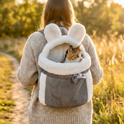 Sac de Transport Cocon HammiePets - Polaire Chaude & Anti-Stress - Portage Ventral ou Dorsal - Gris