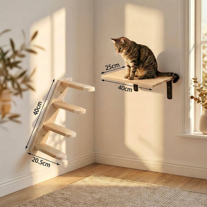 Parcours Mural SkyWalk HammiePets - Arbre à Chat Mural en Bois de Pin Massif - Modulable & Gain de Place