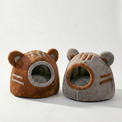 Panier Nid Cocon Ours HammiePets - Lit Apaisant Semi-Fermé - Auto-Chauffant & Déhoussable - Tailles M/L