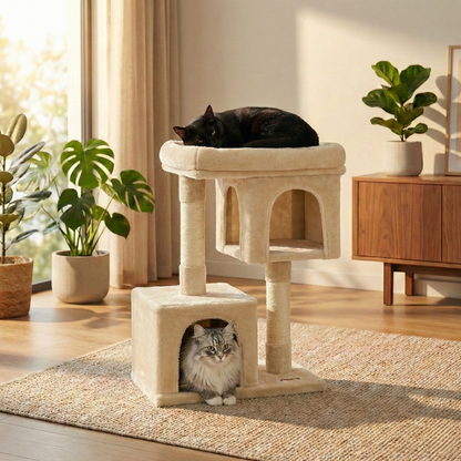 Arbre à Chat Loft Compact HammiePets - 84cm - Double Niche & Housse Lavable