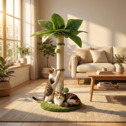 Arbre à Chat Palmier Tropico HammiePets - 70cm - Griffoir en Sisal Naturel avec Jouets Suspendus