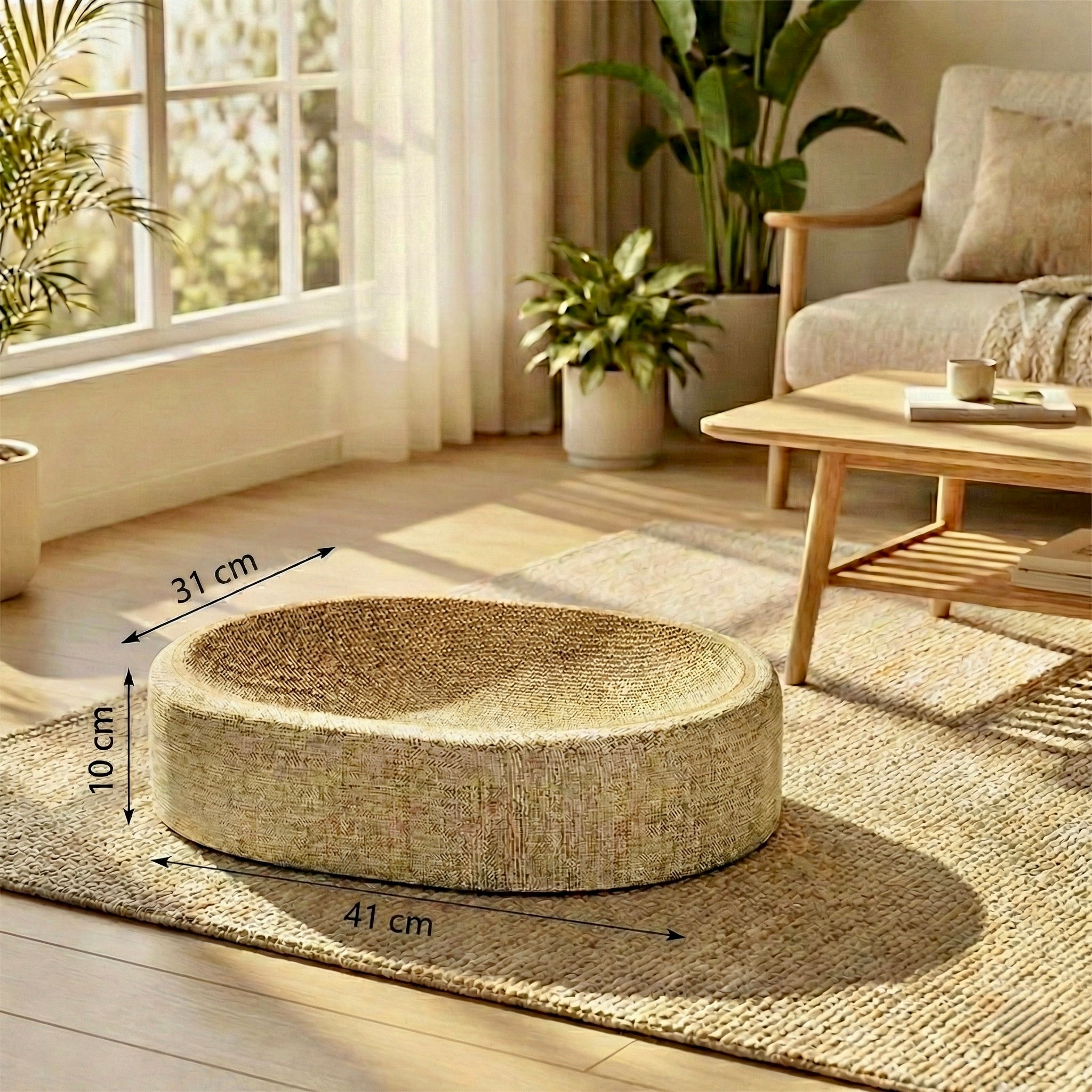 Panier Griffoir Bol HammiePets - Sisal Tissé Naturel - Lit Chat Ergonomique & Durable - Sans Miettes