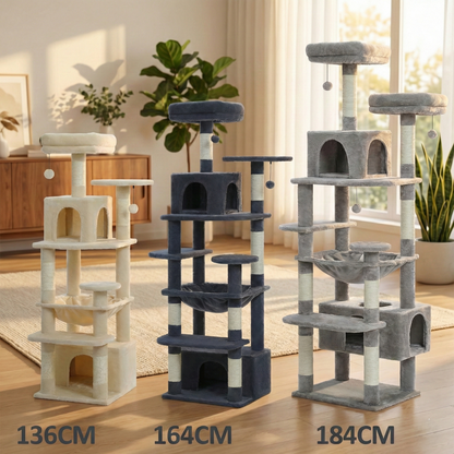 Arbre à Chat Géant SkyPalace HammiePets - Spécial Maine Coon & Multi-Chats - Hauteur 136 à 184cm
