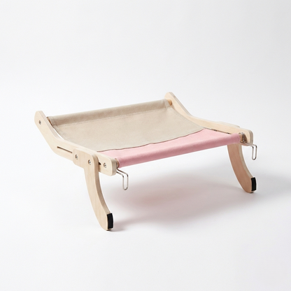 Hamac de Fenêtre Trône Panoramique HammiePets - Supporte 20kg - Lit Suspendu sans Perçage - Bois & Canvas