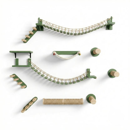 Parcours Mural SkyWalk HammiePets - Arbre à Chat Mural en Bois de Pin Massif - Modulable & Gain de Place