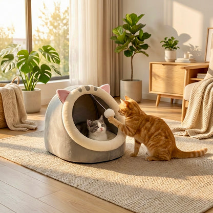 Lit Grotte Little Bear HammiePets - Panier Auto-Chauffant & Apaisant pour Chat - S/M/L