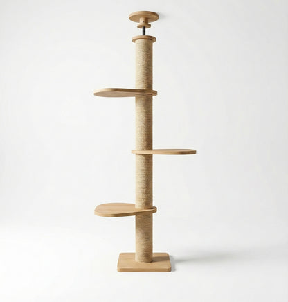 Tour d'Escalade Skyline HammiePets - Arbre à Chat Sol-Plafond 250-270cm - Sans Perçage & Télescopique