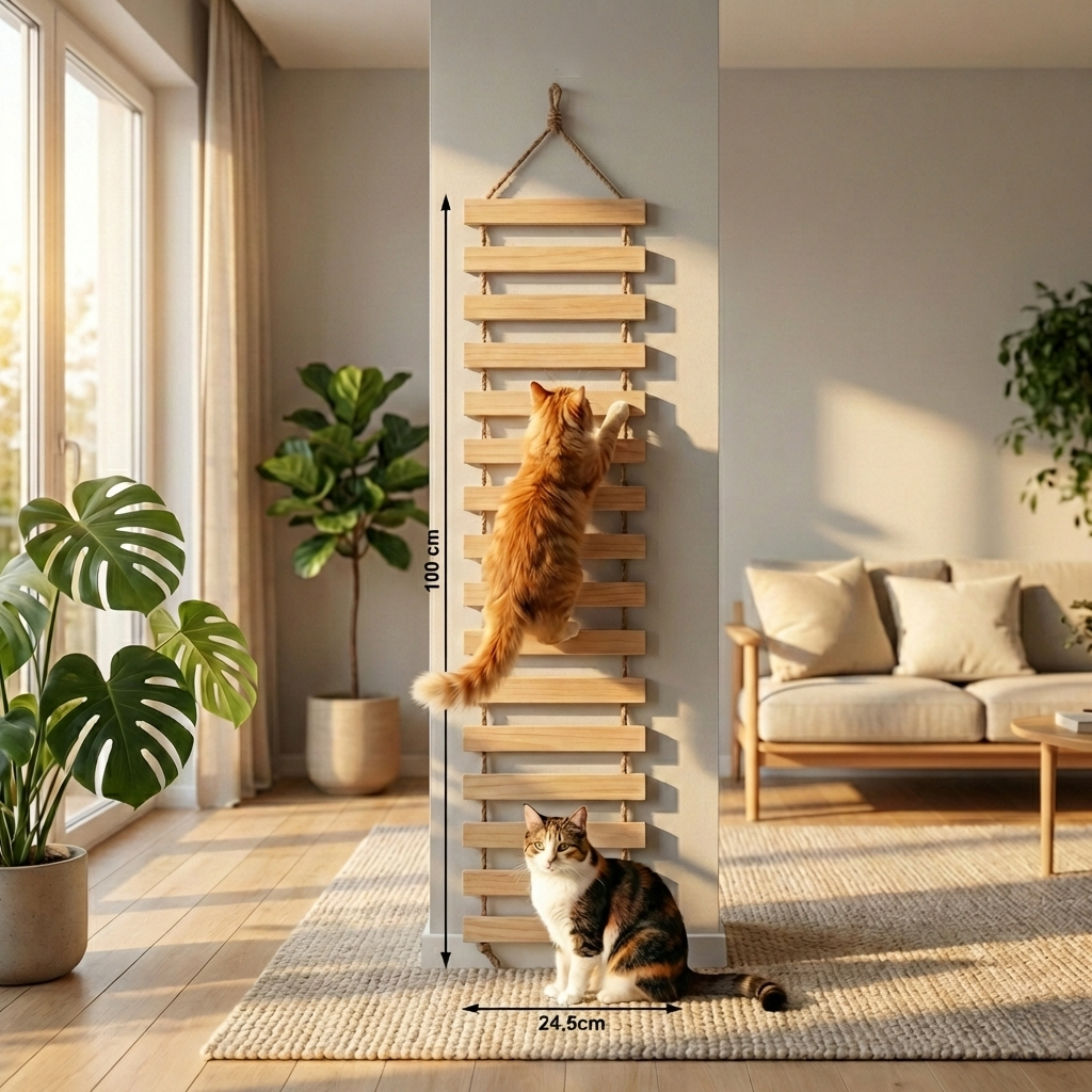 Parcours Mural SkyWalk HammiePets - Arbre à Chat Mural en Bois de Pin Massif - Modulable & Gain de Place