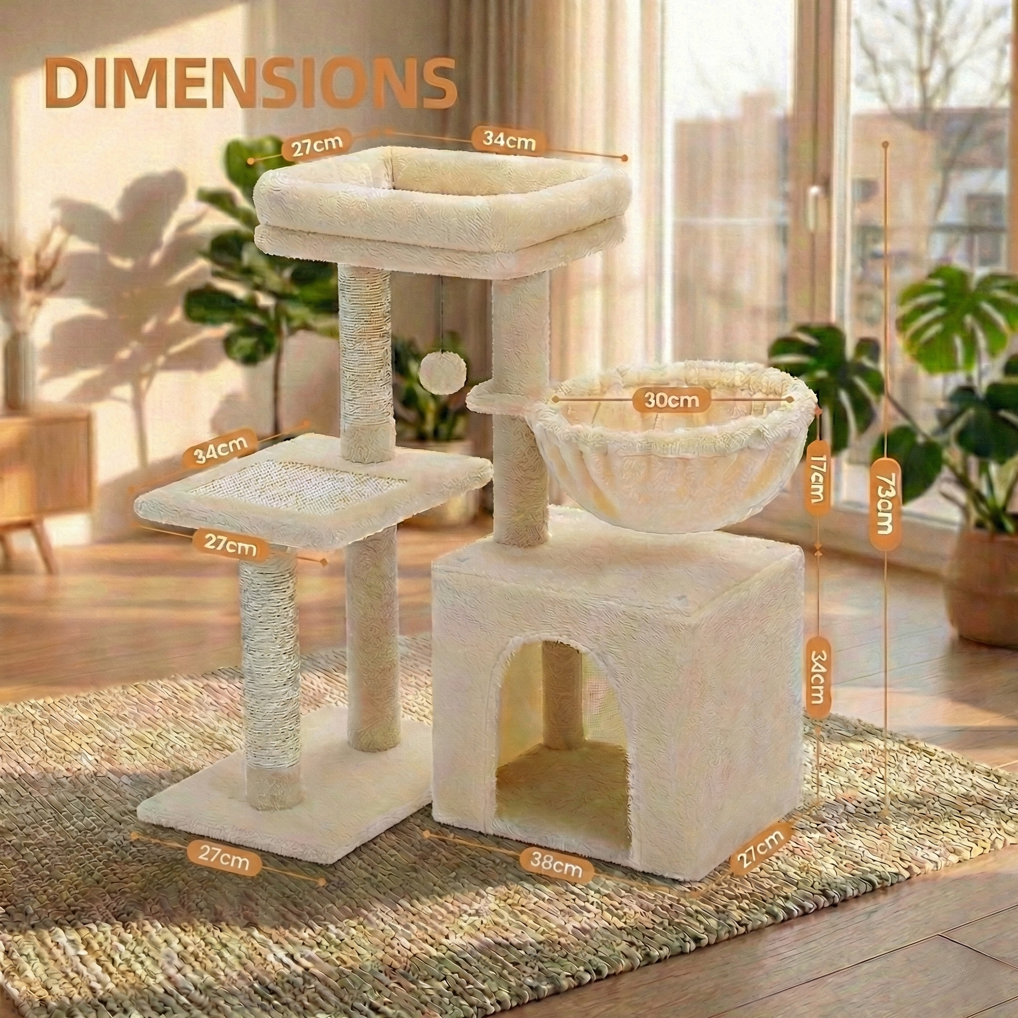 Arbre à Chat Modulable Flexi-Tower HammiePets - Base Pivotante 180° - Design Compact Appartement