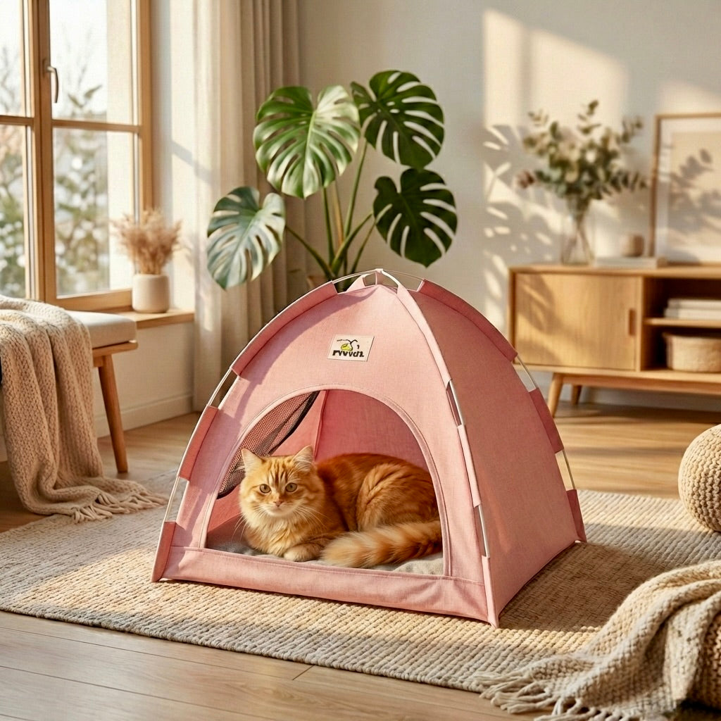 Lit Grotte Refuge HammiePets - Panier Chat Apaisant en Forme de Tente - Gris - Tailles M/L/XL