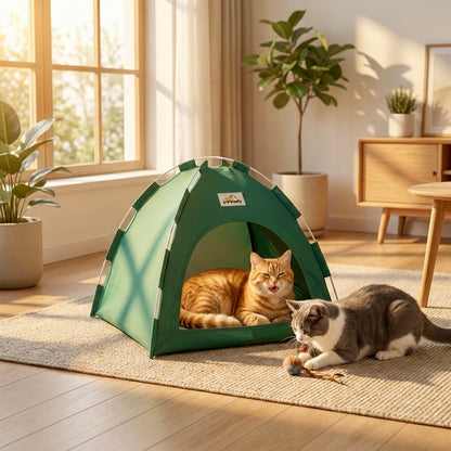 Lit Grotte Refuge HammiePets - Panier Chat Apaisant en Forme de Tente - Gris - Tailles M/L/XL