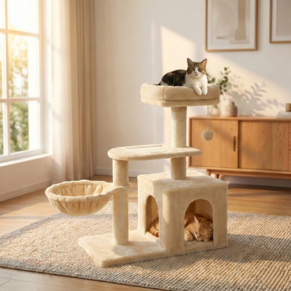 Arbre à Chat Modulable Flexi-Tower HammiePets - Base Pivotante 180° - Design Compact Appartement