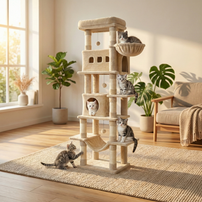 Arbre à Chat XXL SkyLounge HammiePets - 170cm - Multi-Chats & Maine Coon - Stable & Lavable