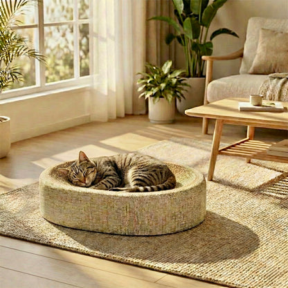 Panier Griffoir Bol HammiePets - Sisal Tissé Naturel - Lit Chat Ergonomique & Durable - Sans Miettes