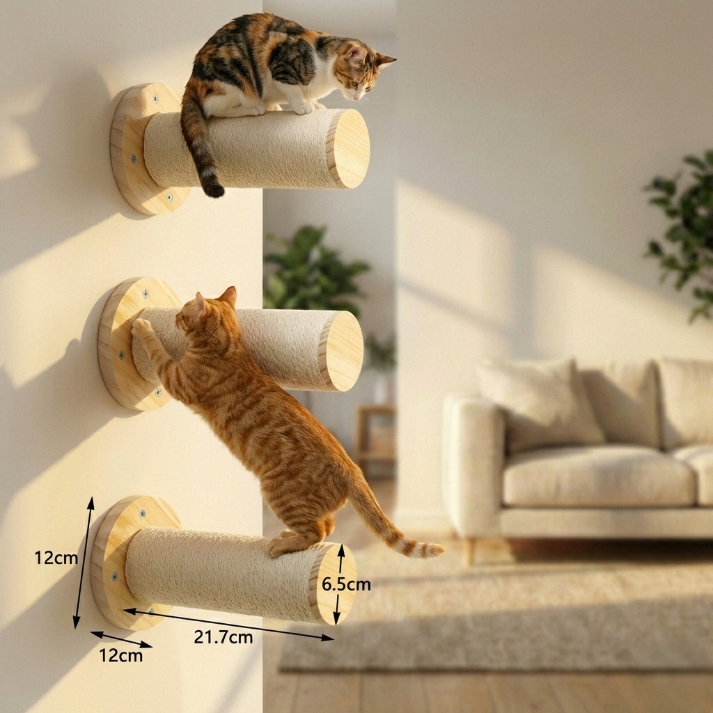 Parcours Mural pour Chat SkyWalk HammiePets - Arbre à Chat Mural en Bois de Pin Massif - Modulable & Gain de Place