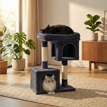 Arbre à Chat Loft Compact HammiePets - 84cm - Double Niche & Housse Lavable