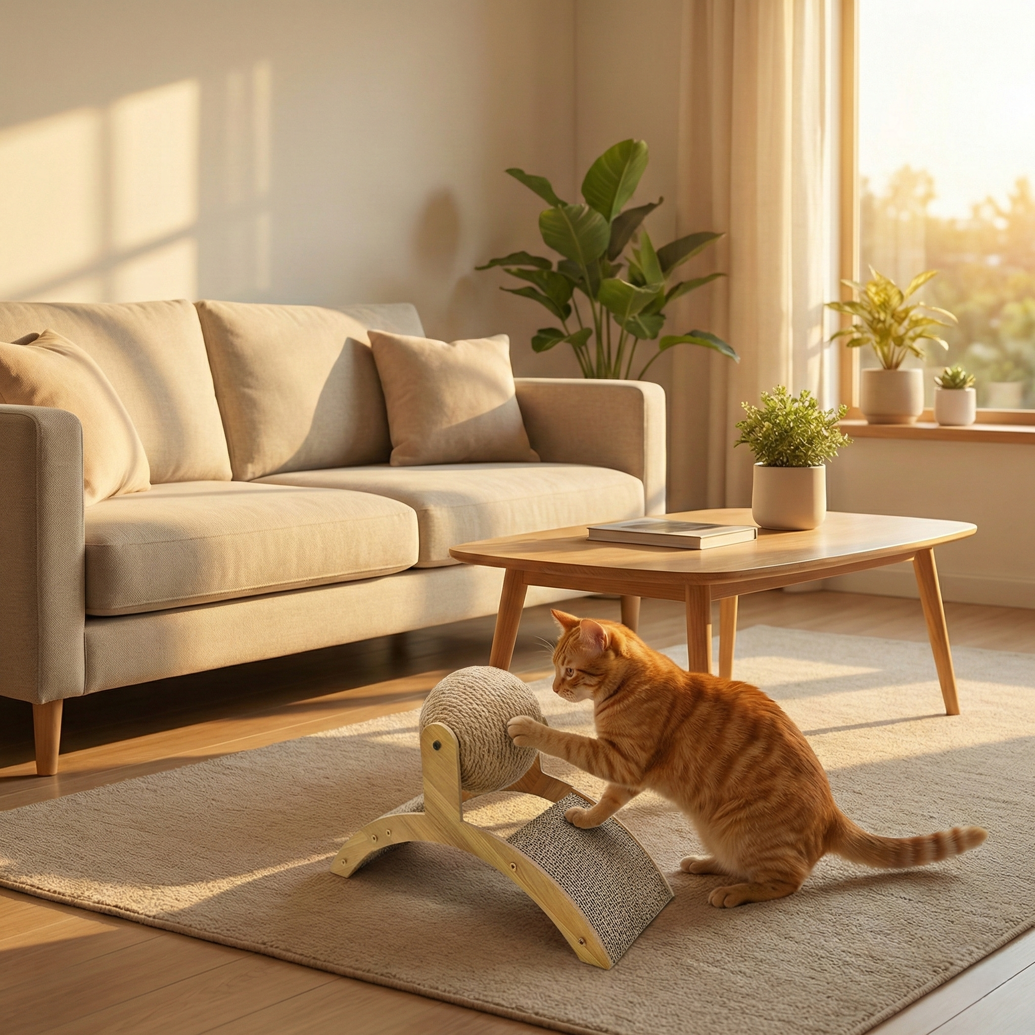 Balle Griffoir Rotative HammiePets - Jouet Interactif en Sisal et Bois Massif - Protection Canapé