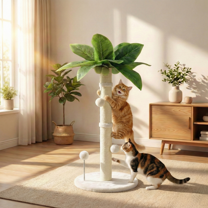 Arbre à Chat Palmier Tropico HammiePets - 70cm - Griffoir en Sisal Naturel avec Jouets Suspendus