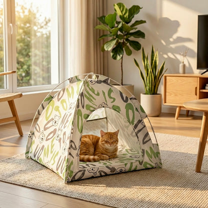 Lit Grotte Refuge HammiePets - Panier Chat Apaisant en Forme de Tente - Gris - Tailles M/L/XL