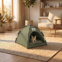 Lit grotte refuge pour chat HammiePets, tente pliable anti-griffes avec espace douillet pour se reposer et jouer.