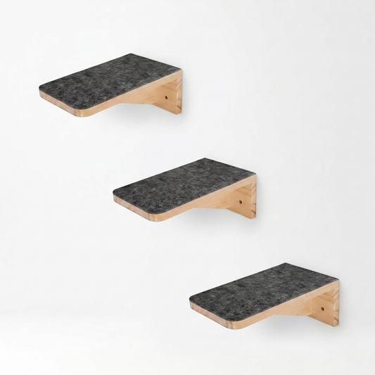 Modules muraux en bois massif pour chats, lot de 3, résistants aux rayures, par HammiePets, parfaits pour l’aménagement intérieur.