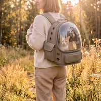 Sac à dos transport HammiePets Astronaute Chat avec capsule transparente et design spatial pour transport sécurisé et stylé.