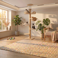 Tour sol-plafond Skyline XXL 6 niveaux pour Maine Coon, structure robuste et espace de jeu pour chat, par HammiePets.